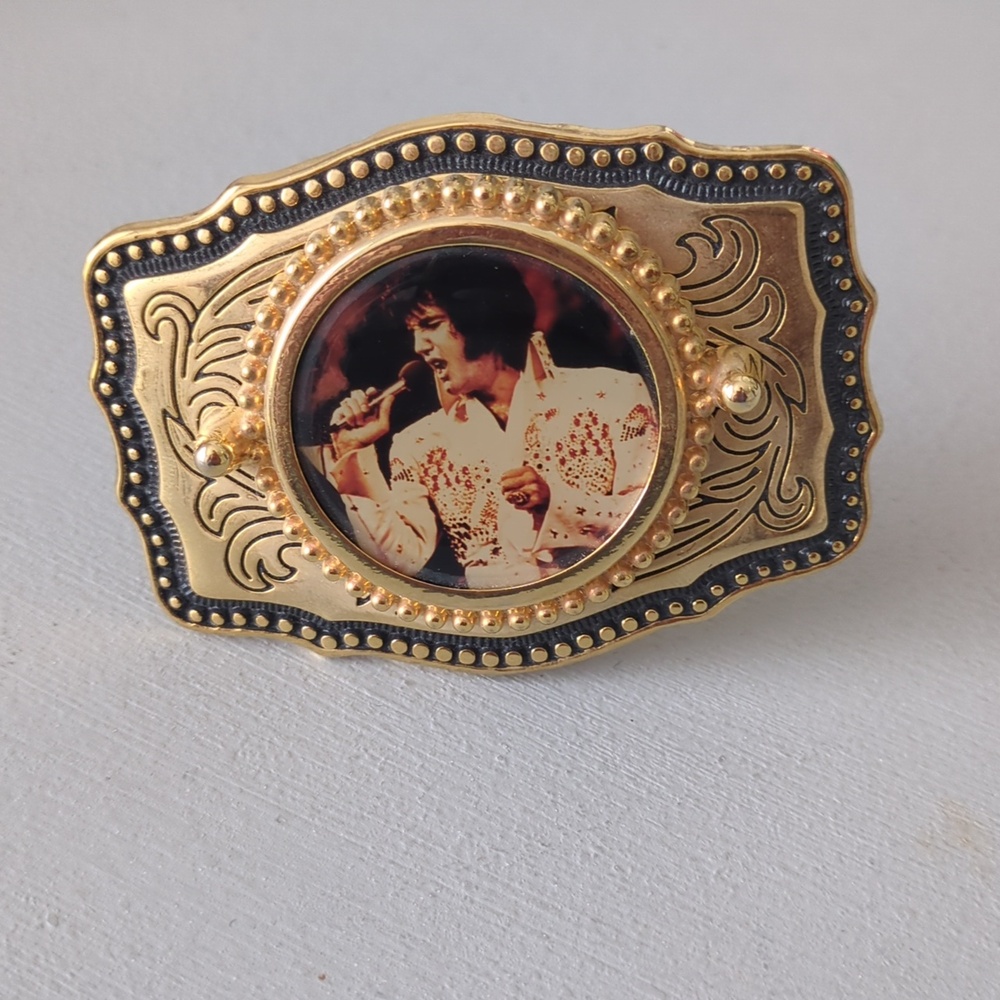 Gold-Tone Elvis Presley Decorative Belt Buckle - Vintage Style